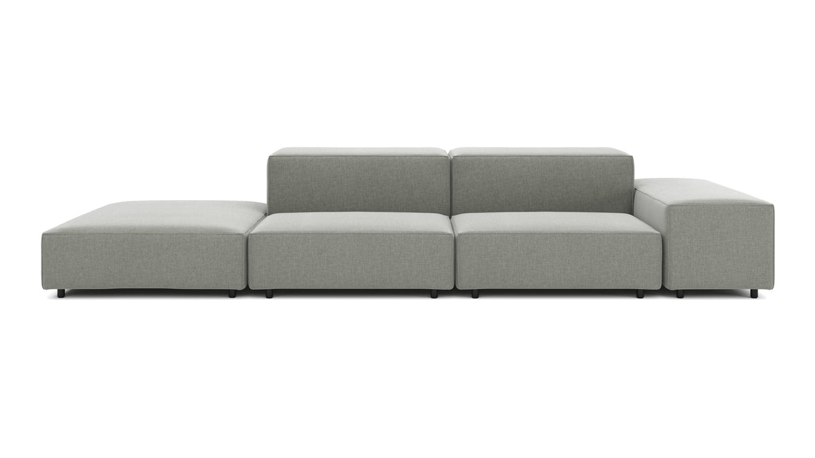 Extrasoft - Extrasoft Sectional Sofa, Open End Sofa, Left, Soft Gray Brushed Weave