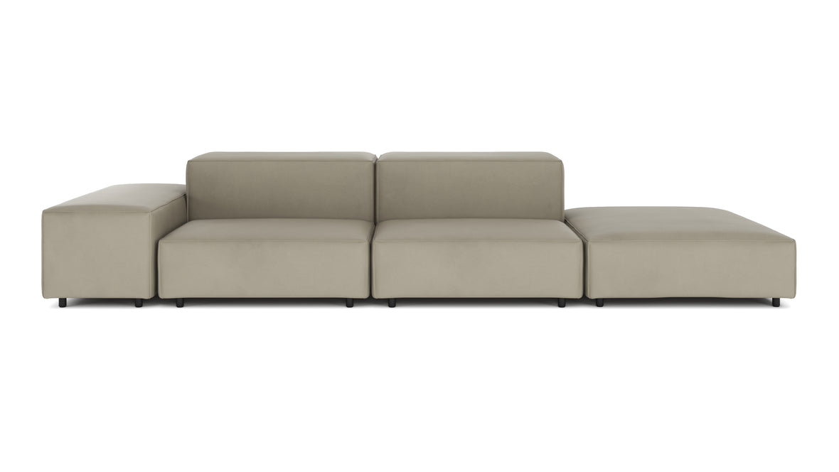 Extrasoft - Extrasoft Sectional Sofa, Open End Sofa, Right, Beige Gray Vegan Leather