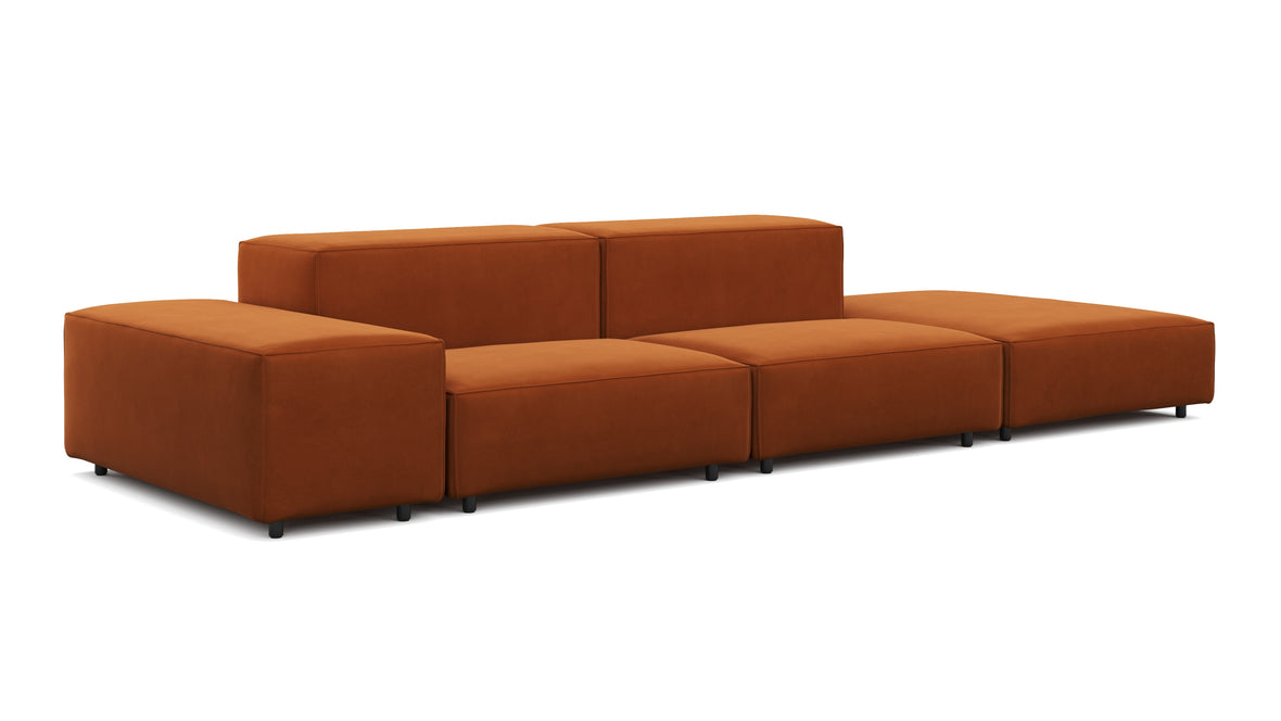 Extrasoft - Extrasoft Sectional Sofa, Open End Sofa, Right, Burnt Orange Velvet