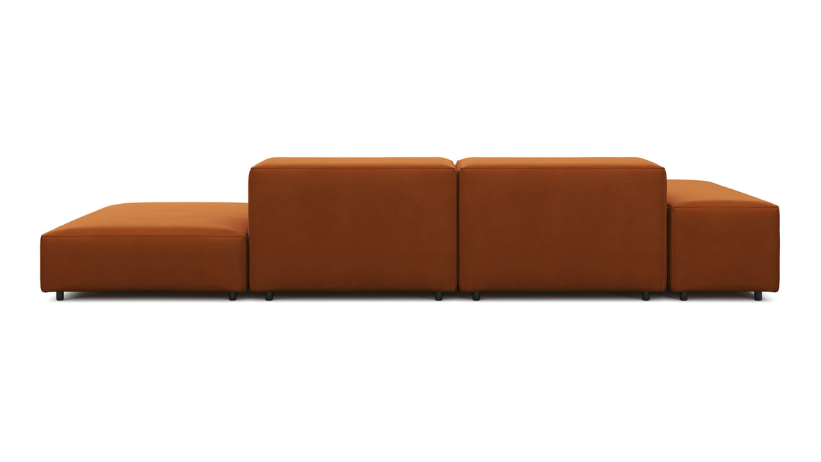 Extrasoft - Extrasoft Sectional Sofa, Open End Sofa, Right, Burnt Orange Velvet