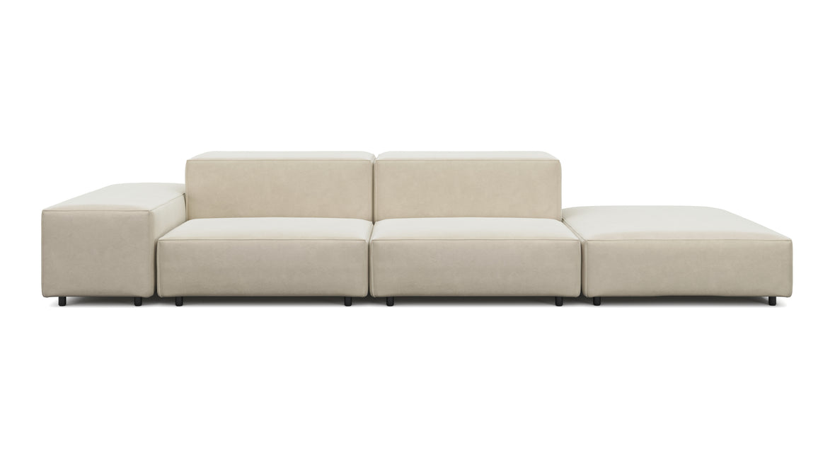 Extrasoft - Extrasoft Sectional Sofa, Open End Sofa, Right, Eggshell Vegan Suede