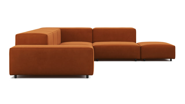 Extrasoft - Extrasoft Sectional Sofa, Right Corner, Burnt Orange Velvet