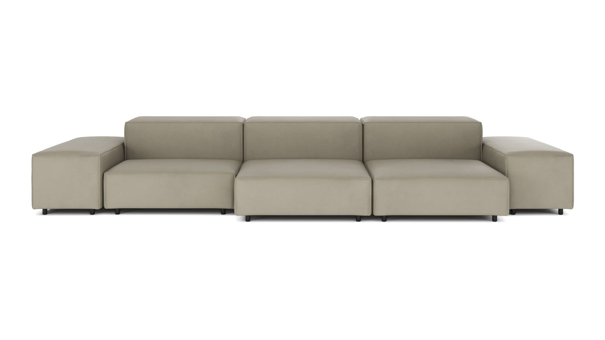 Extrasoft - Extrasoft Sectional Sofa, Three Seater Sofa, Left, Beige Gray Vegan Leather