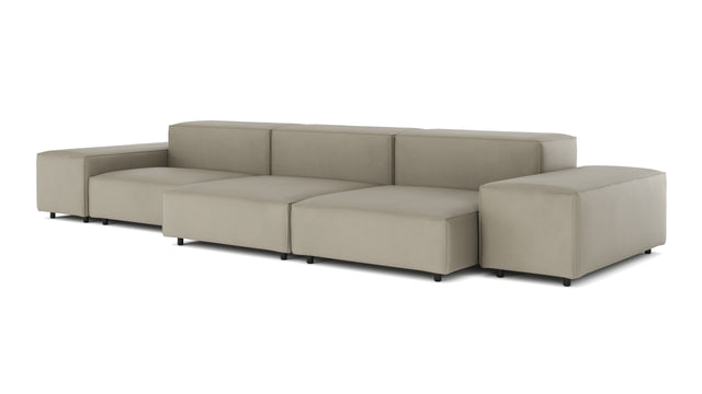 Extrasoft - Extrasoft Sectional Sofa, Three Seater Sofa, Left, Beige Gray Vegan Leather