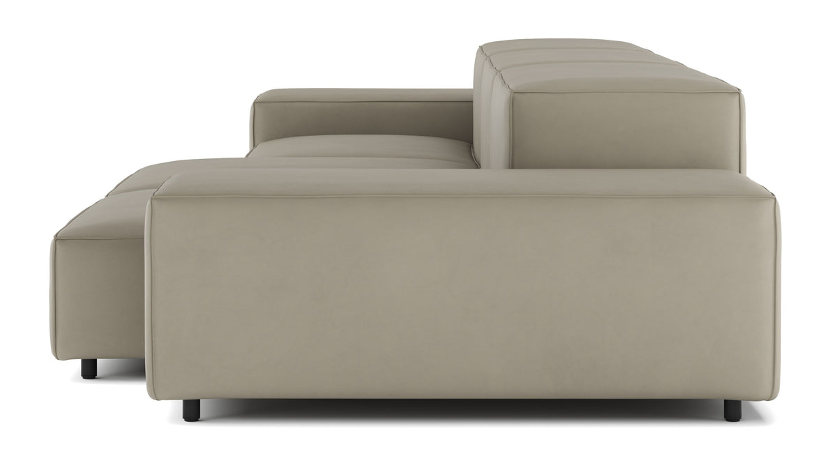 Extrasoft - Extrasoft Sectional Sofa, Three Seater Sofa, Left, Beige Gray Vegan Leather