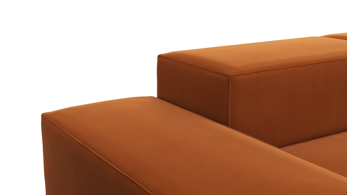 Extrasoft - Extrasoft Sectional Sofa, Three Seater Sofa, Left, Burnt Orange Velvet