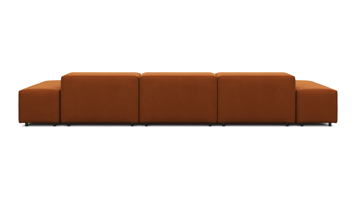 Extrasoft - Extrasoft Sectional Sofa, Three Seater Sofa, Left, Burnt Orange Velvet