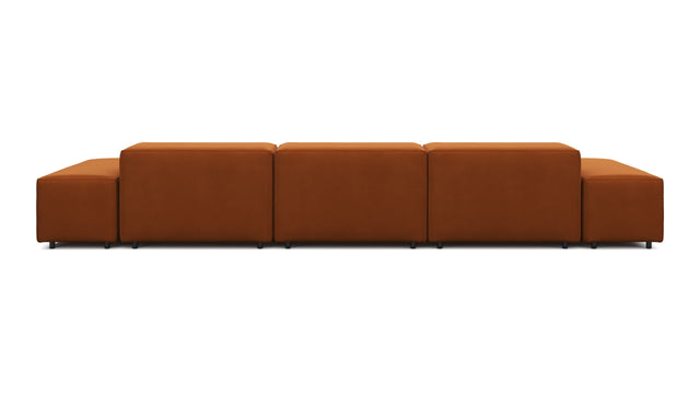 Extrasoft - Extrasoft Sectional Sofa, Three Seater Sofa, Left, Burnt Orange Velvet