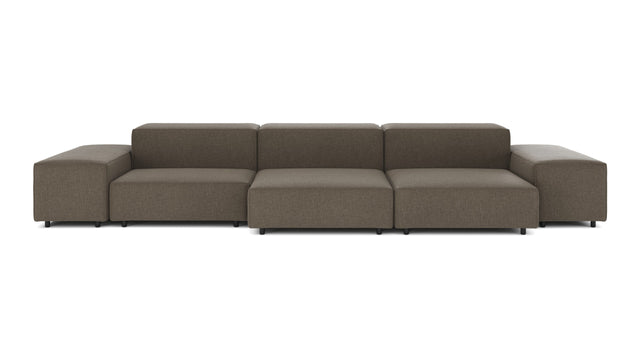 Extrasoft - Extrasoft Sectional Sofa, Three Seater Sofa, Left, Coffee Brushed Weave