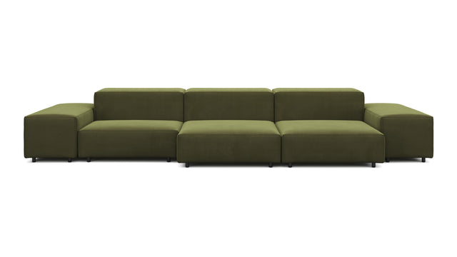 Extrasoft - Extrasoft Sectional Sofa, Three Seater Sofa, Left, Spruce Luxe Velvet