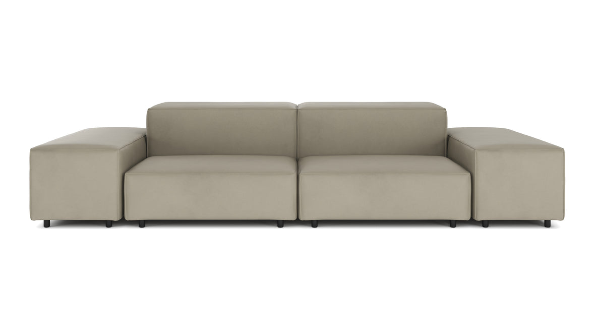 Extrasoft - Extrasoft Sectional Sofa, Two Seater Sofa, Beige Gray Vegan Leather