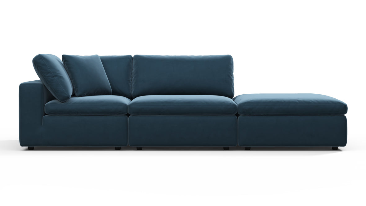 Sky - Sky Open End Sofa, Right, Prussian Blue Luxe Velvet