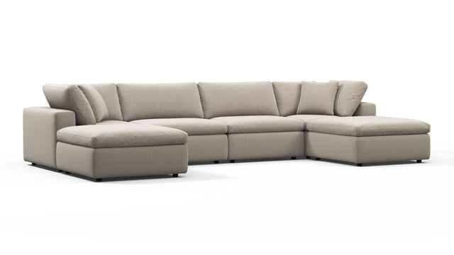 Sky - Sky Sectional Sofa, Double Chaise, Beige Linen