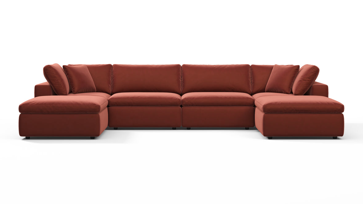 Sky - Sky Sectional Sofa, Double Chaise, Cinnamon Velvet