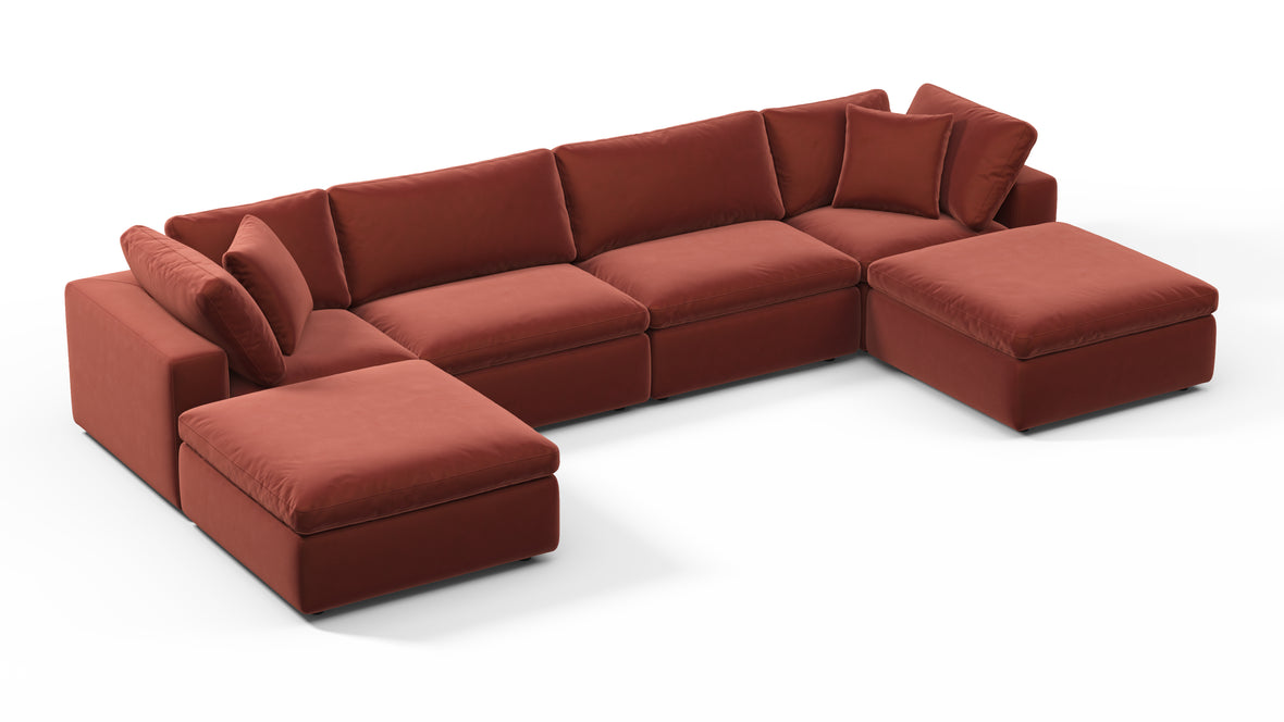 Sky - Sky Sectional Sofa, Double Chaise, Cinnamon Velvet