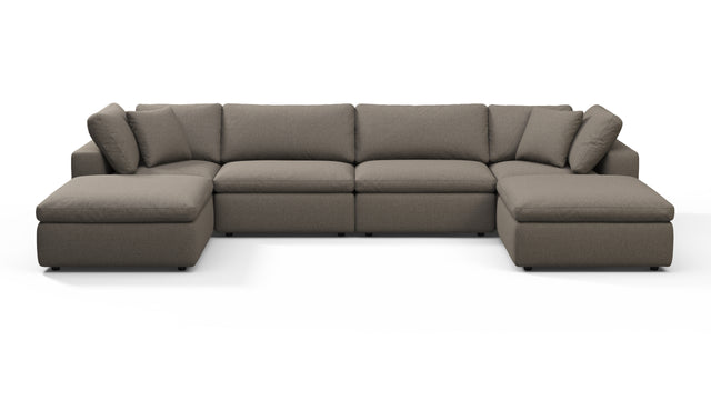 Sky - Sky Sectional Sofa, Double Chaise, Coffee Brushed Weave