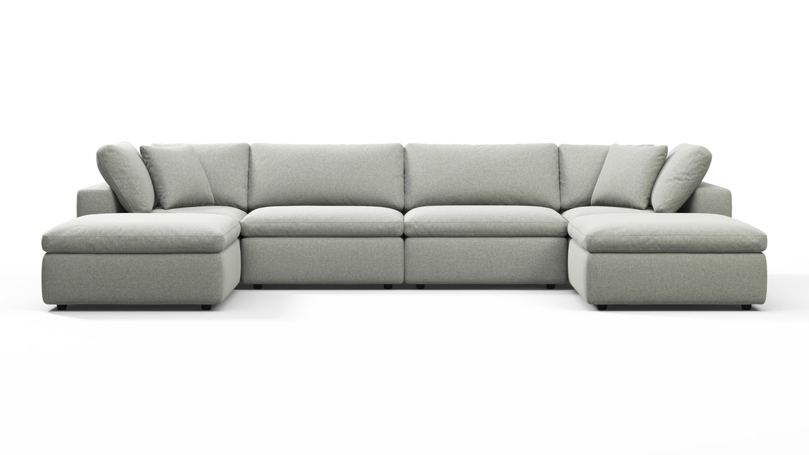 Sky - Sky Sectional Sofa, Double Chaise, Soft Gray Brushed Weave