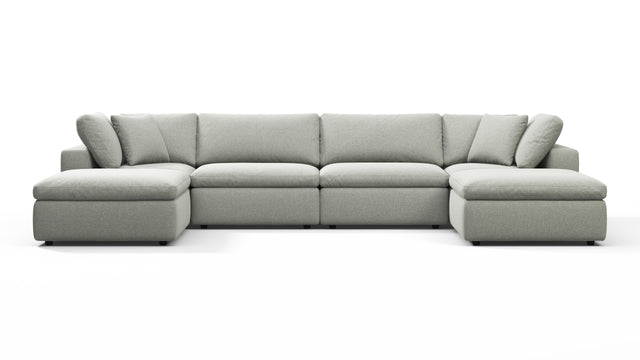 Sky - Sky Sectional Sofa, Double Chaise, Soft Gray Brushed Weave