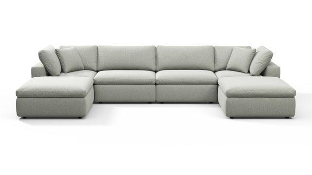 Sky - Sky Sectional Sofa, Double Chaise, Soft Gray Brushed Weave