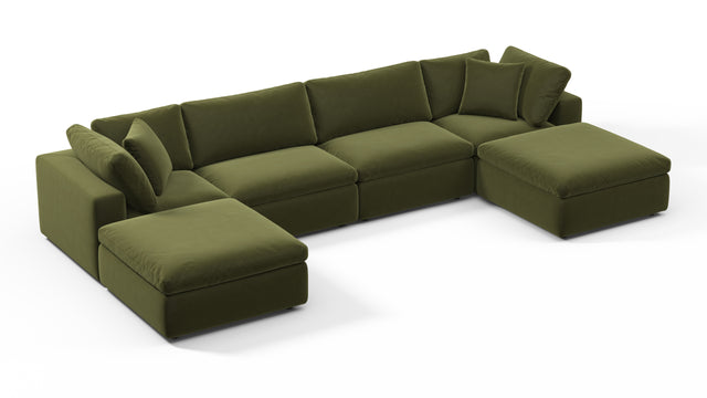 Sky - Sky Sectional Sofa, Double Chaise, Spruce Luxe Velvet