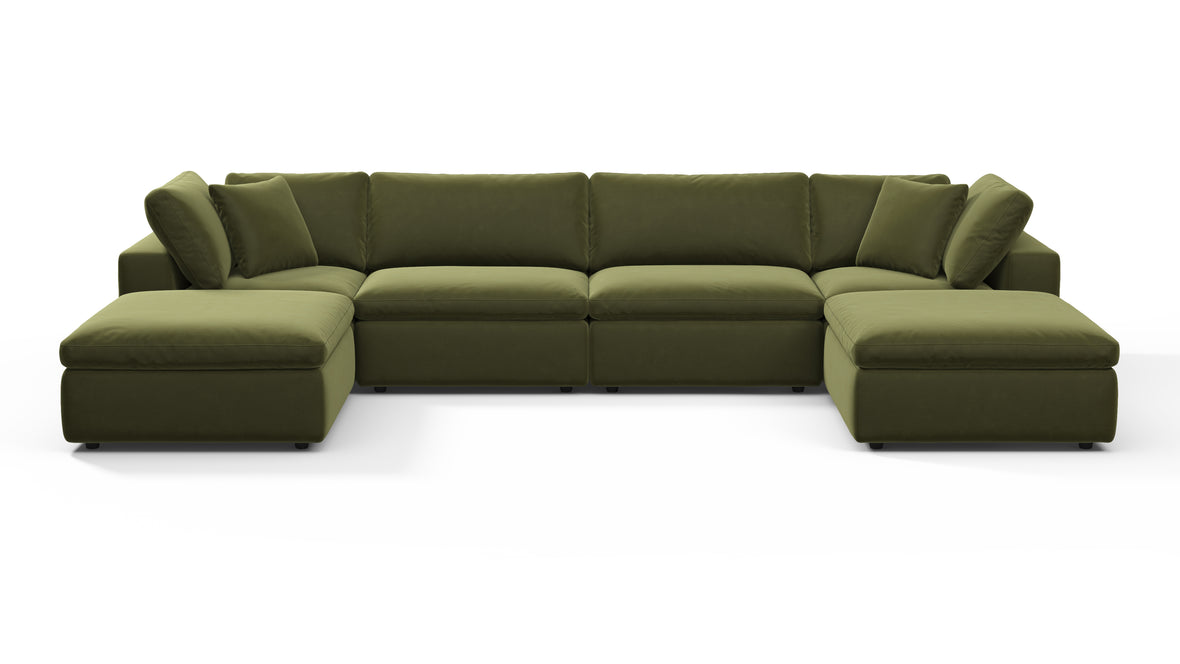 Sky - Sky Sectional Sofa, Double Chaise, Spruce Luxe Velvet