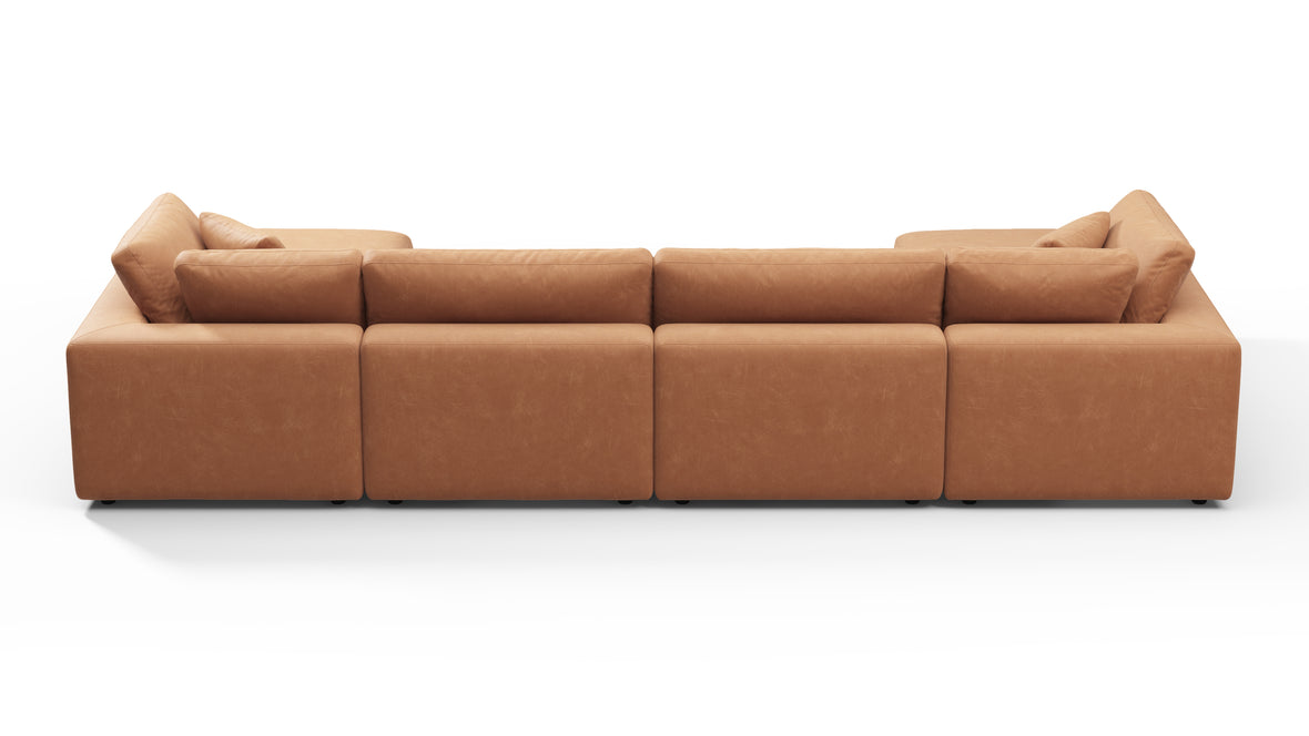 Sky - Sky Sectional Sofa, Double Chaise, Tan Vegan Leather