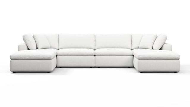 Sky - Sky Sectional Sofa, Double Chaise, White Linen