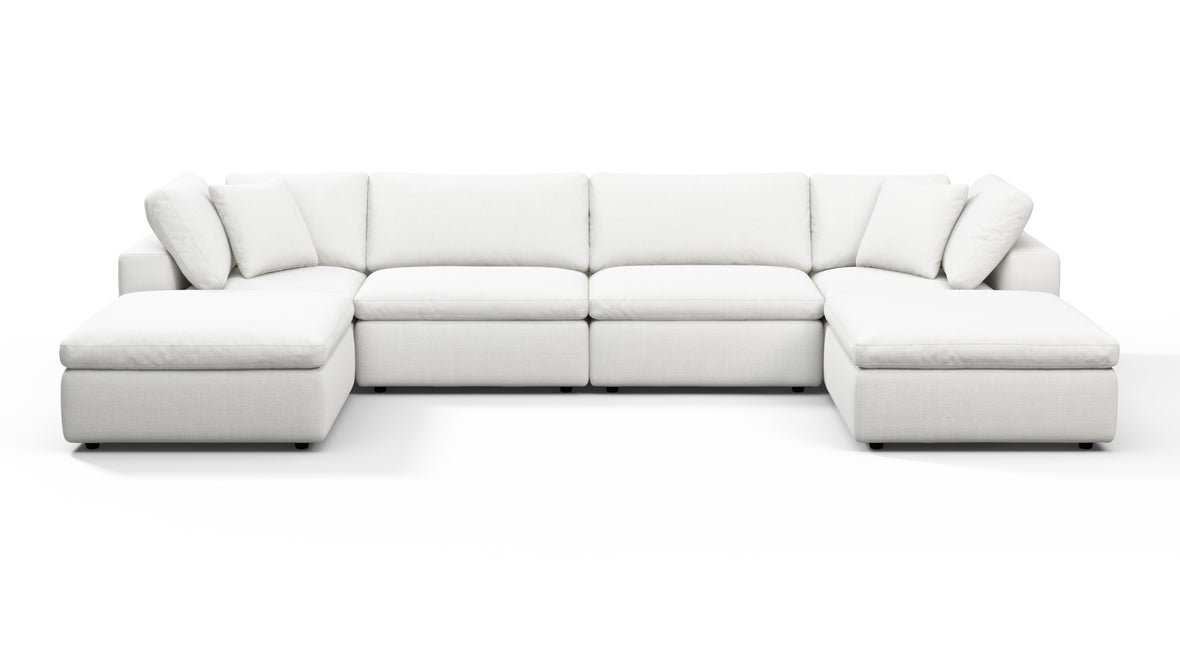 Sky - Sky Sectional Sofa, Double Chaise, White Linen