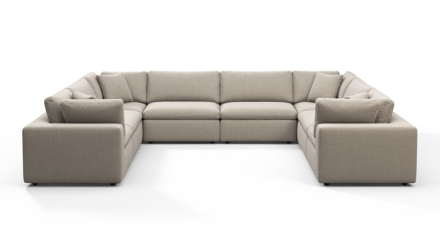 Sky - Sky Sectional Sofa, Eight Seater, Beige Linen