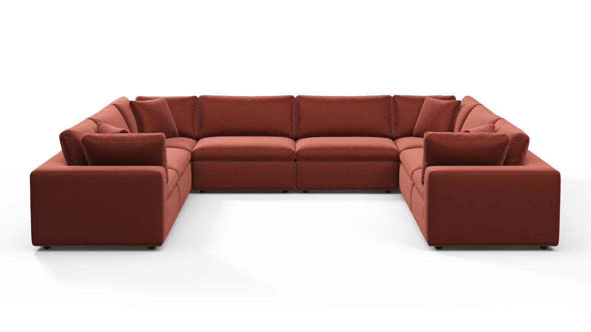 Sky - Sky Sectional Sofa, Eight Seater, Cinnamon Velvet