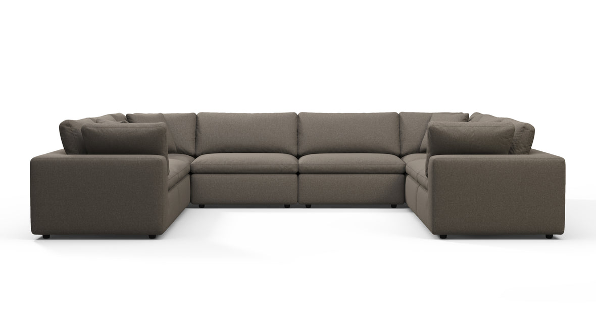 Sky - Sky Sectional Sofa, Eight Seater, Coffee Brushed Weave