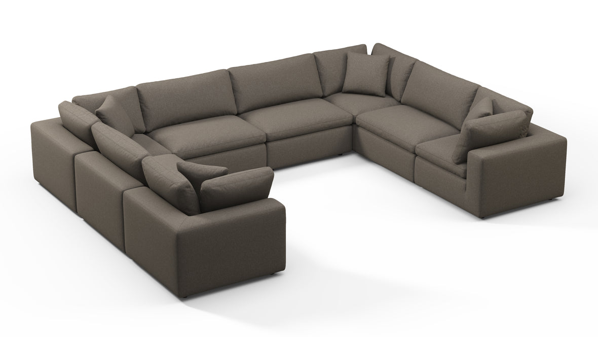 Sky - Sky Sectional Sofa, Eight Seater, Coffee Brushed Weave