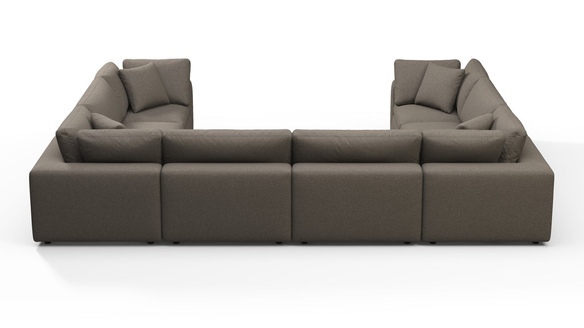 Sky - Sky Sectional Sofa, Eight Seater, Coffee Brushed Weave