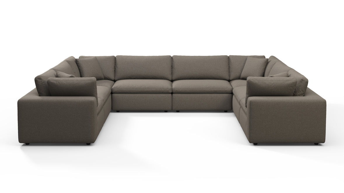 Sky - Sky Sectional Sofa, Eight Seater, Coffee Brushed Weave