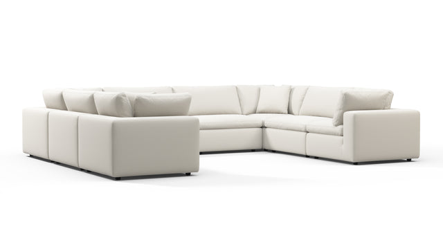 Sky - Sky Sectional Sofa, Eight Seater, Oatmeal Brushed Weave