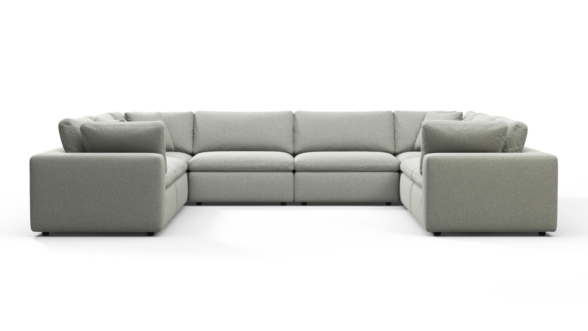 Sky - Sky Sectional Sofa, Eight Seater, Soft Gray Brushed Weave