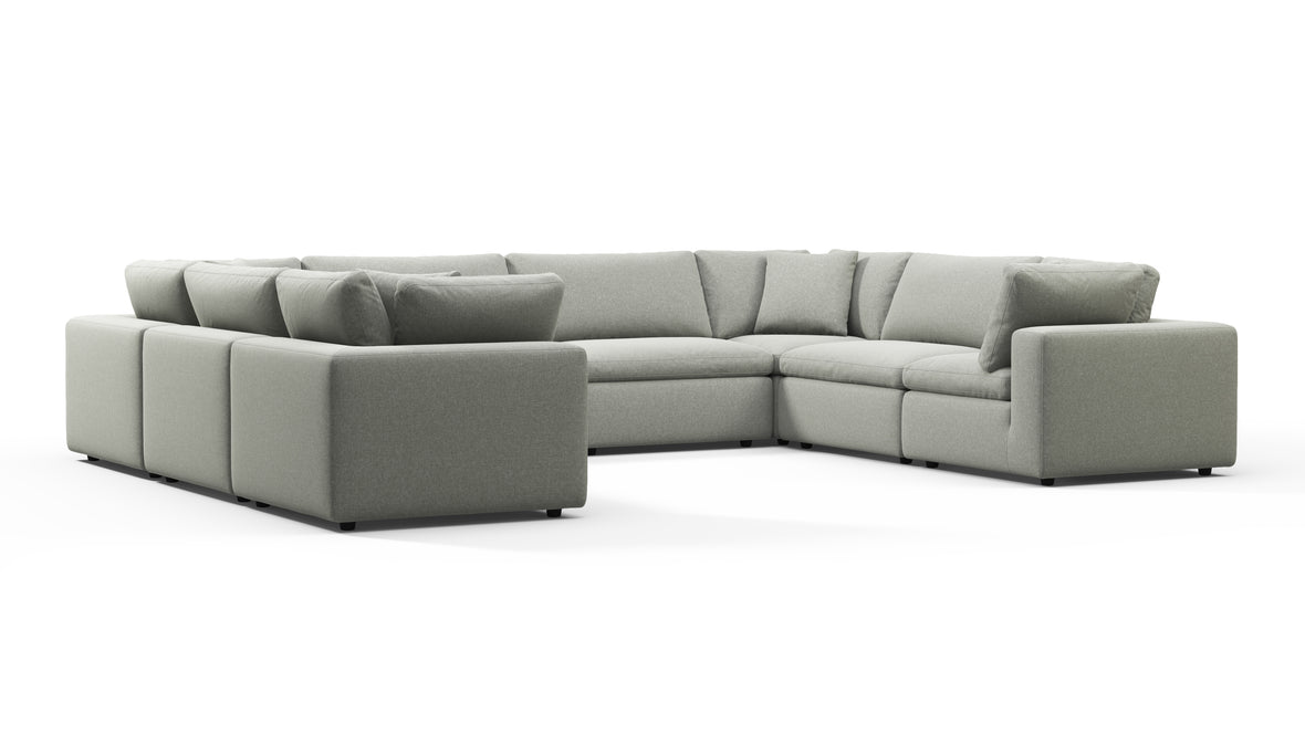 Sky - Sky Sectional Sofa, Eight Seater, Soft Gray Brushed Weave