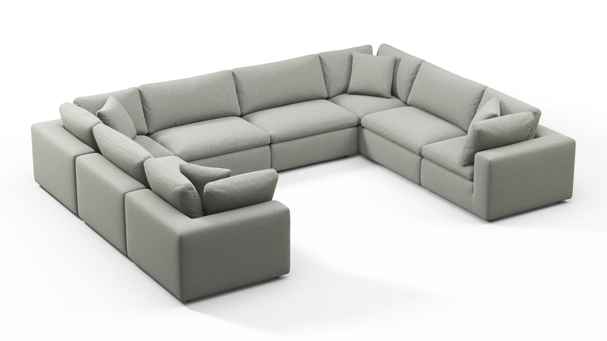 Sky - Sky Sectional Sofa, Eight Seater, Soft Gray Brushed Weave