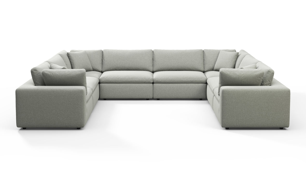 Sky - Sky Sectional Sofa, Eight Seater, Soft Gray Brushed Weave