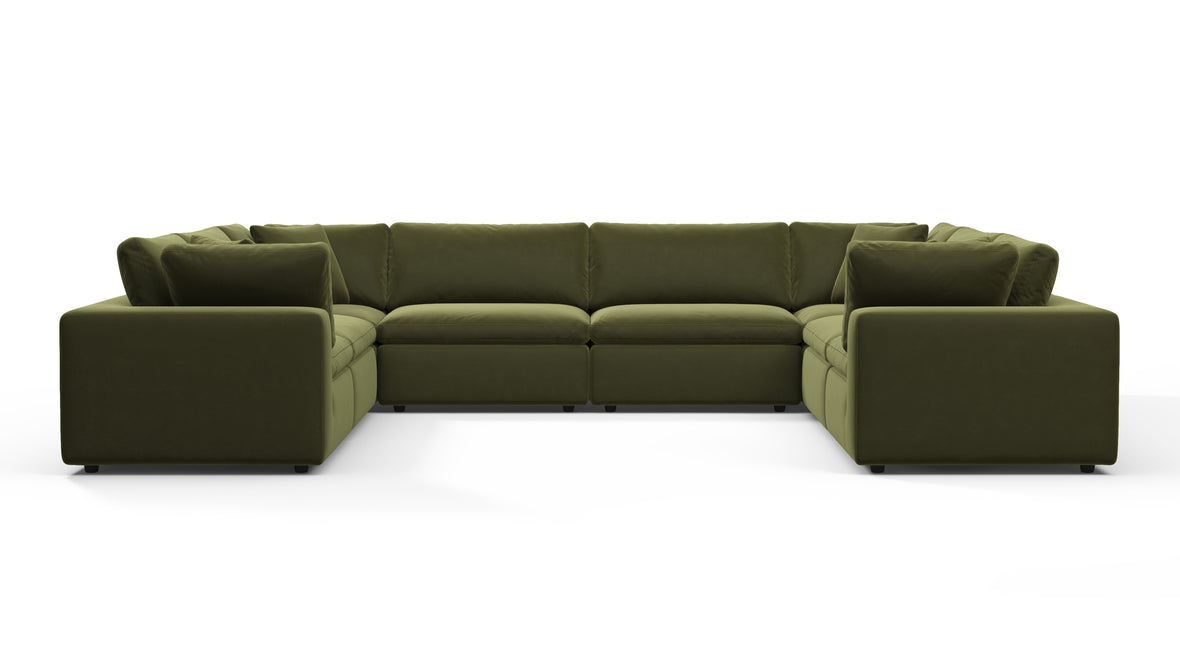 Sky - Sky Sectional Sofa, Eight Seater, Spruce Luxe Velvet