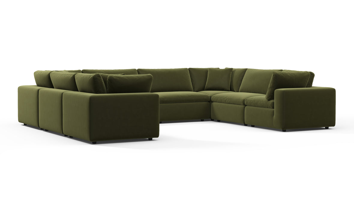 Sky - Sky Sectional Sofa, Eight Seater, Spruce Luxe Velvet