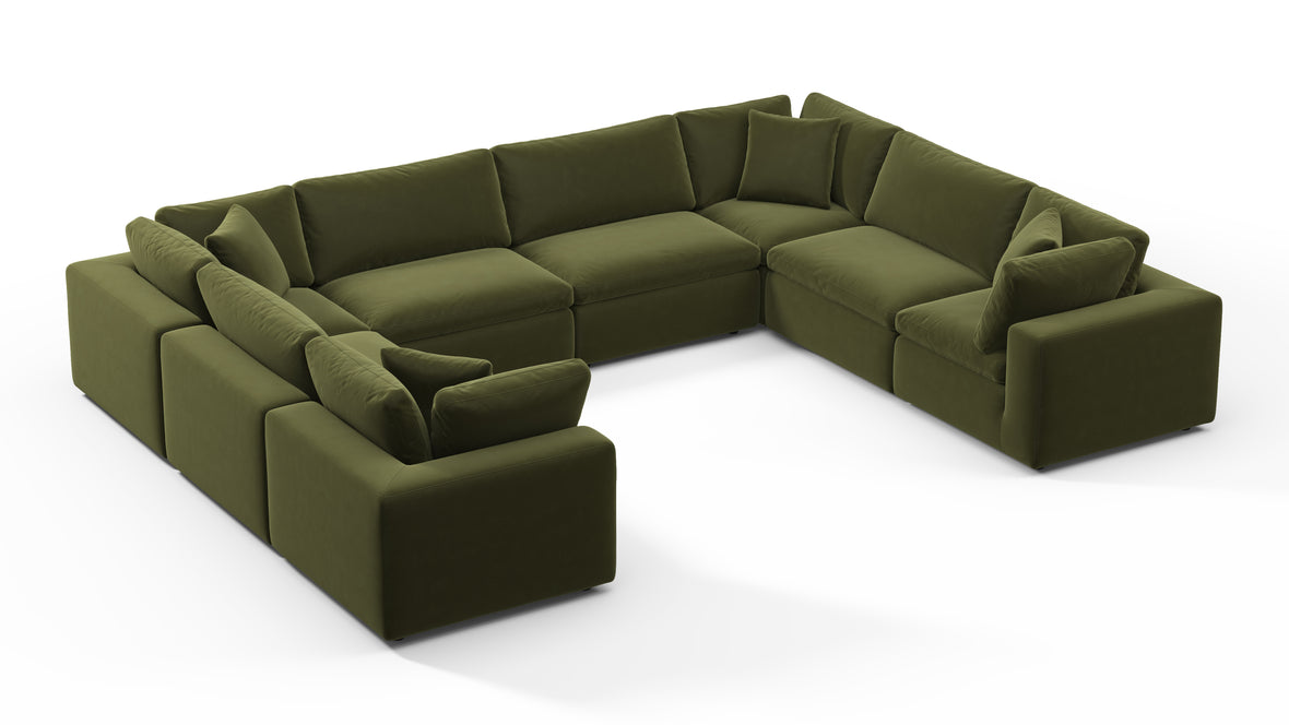 Sky - Sky Sectional Sofa, Eight Seater, Spruce Luxe Velvet