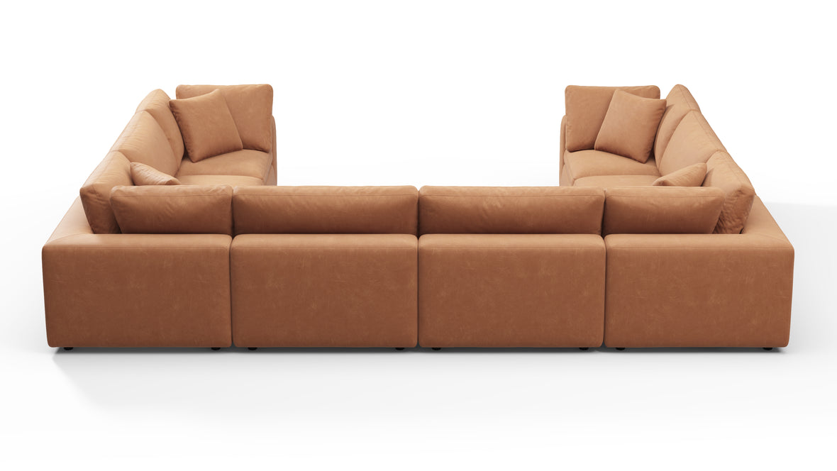 Sky - Sky Sectional Sofa, Eight Seater, Tan Vegan Leather