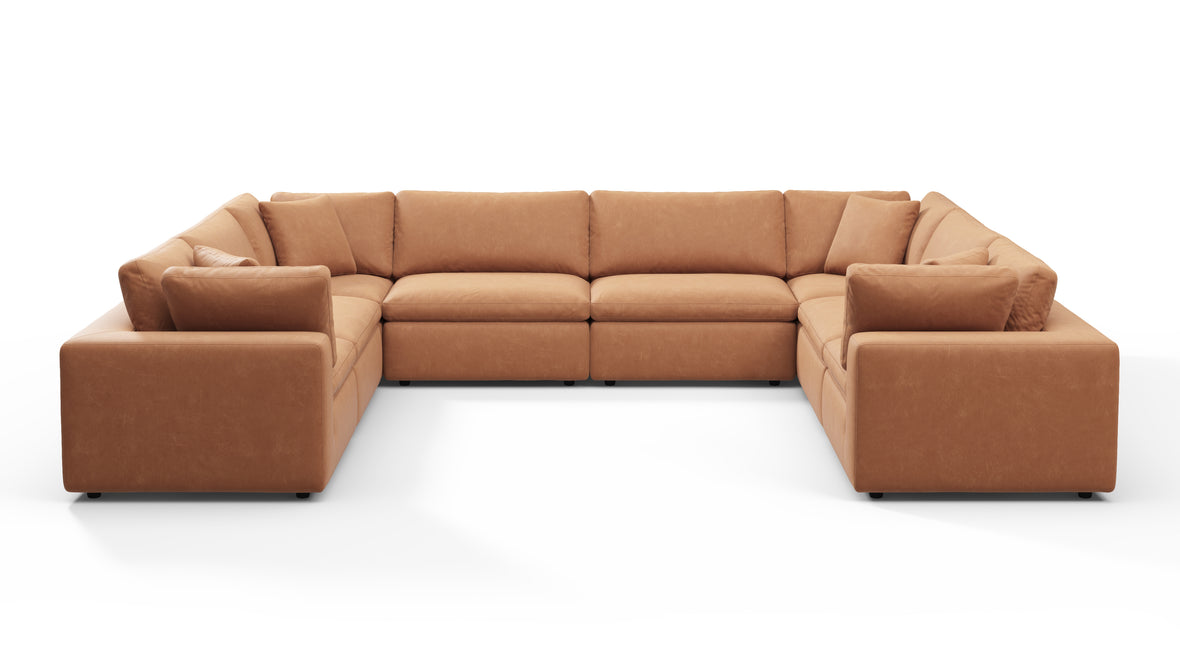 Sky - Sky Sectional Sofa, Eight Seater, Tan Vegan Leather