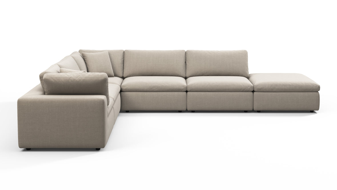 Sky - Sky Sectional Sofa, Five Seater, Left Corner, Beige Linen