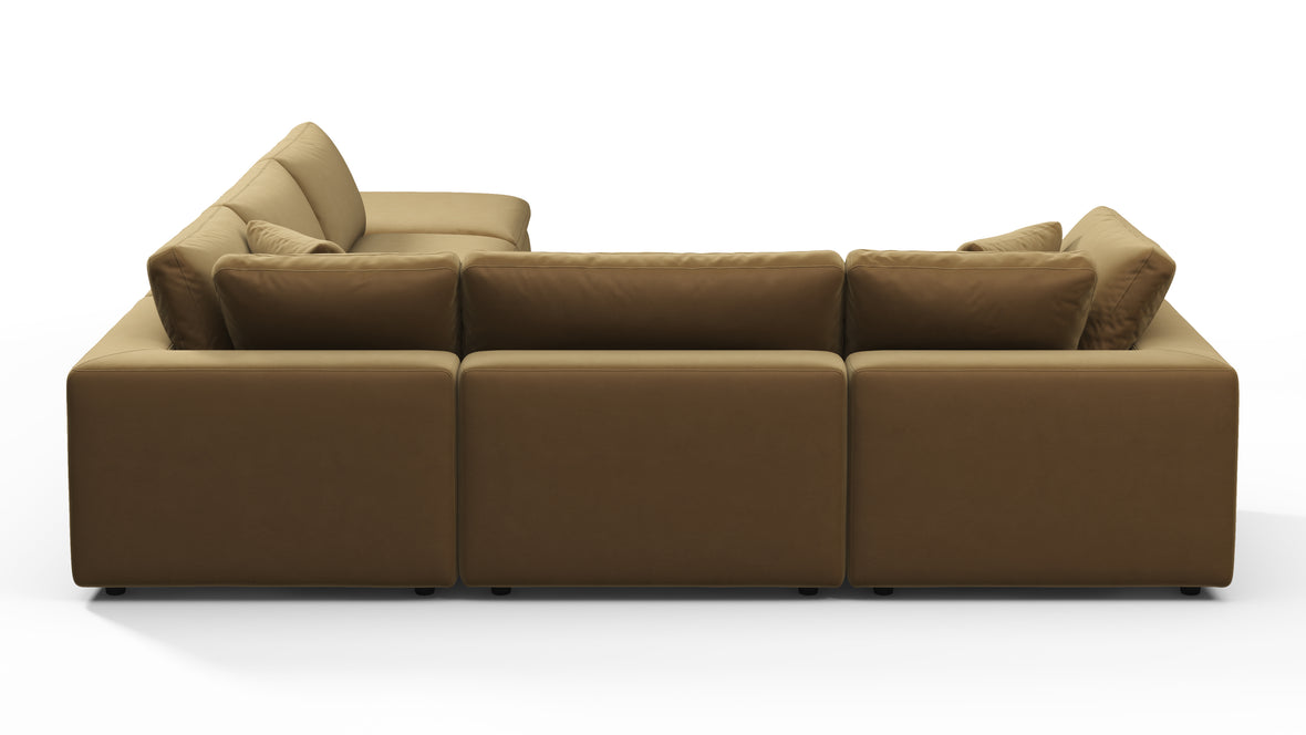 Sky - Sky Sectional Sofa, Five Seater, Left Corner, Old Gold Velvet