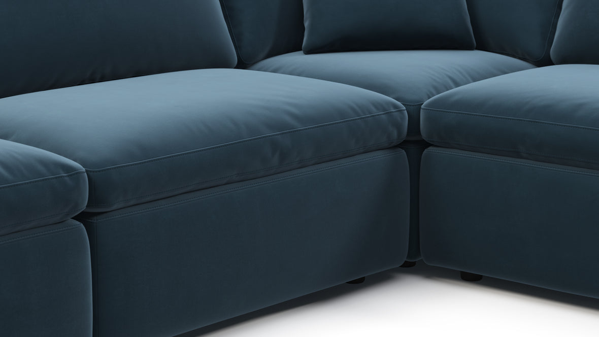 Sky - Sky Sectional Sofa, Five Seater, Left Corner, Prussian Blue Luxe Velvet