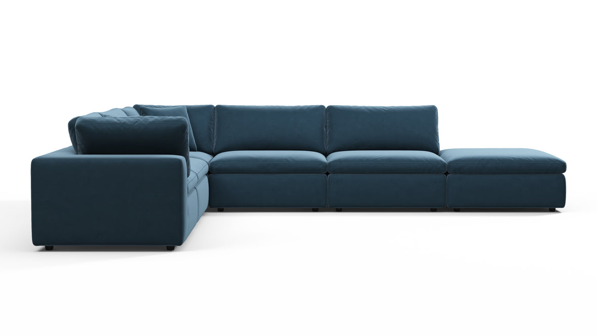 Sky - Sky Sectional Sofa, Five Seater, Left Corner, Prussian Blue Luxe Velvet