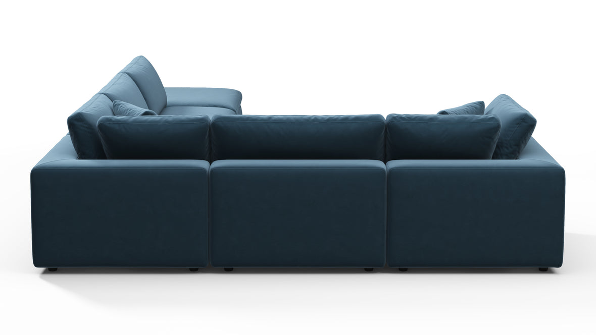 Sky - Sky Sectional Sofa, Five Seater, Left Corner, Prussian Blue Luxe Velvet