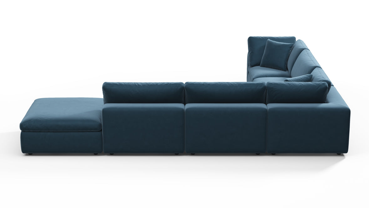 Sky - Sky Sectional Sofa, Five Seater, Left Corner, Prussian Blue Luxe Velvet